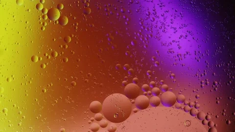 Circuit movements of oil elements into multicolored water. Chemical and Stock Footage 235214618