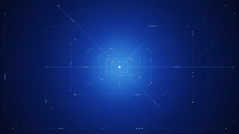 Circuit Network Pulse Concentric Rings Pattern Digital Circuit Animation Stock Footage 342236724