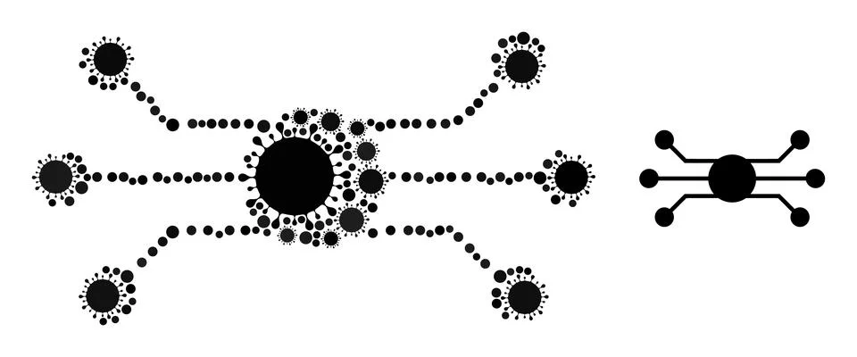 Circuit Node Icon - Covid Collage Illustrazione stock
