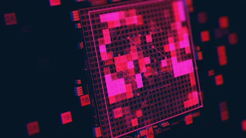 Circuit or Chip integrated in digital hi-tech surface. Sending data Video stock 159860650