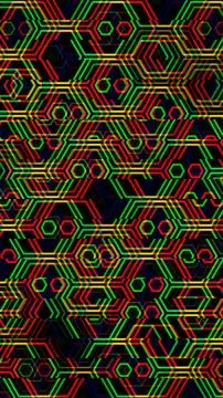 Circuit pattern in bright colors on a dark background Illustrazione stock