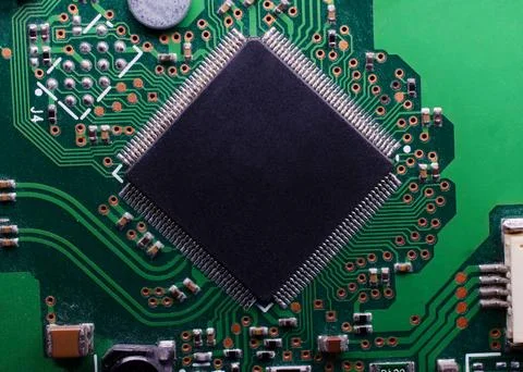 Circuit processor with macro close up for technology backgrounds Stock Photos