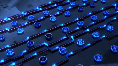 Circuit Pulse Glowing Data Grid Loop Animation Stock Footage 315668776