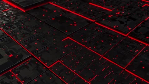 Circuit Pulse Glowing Digital Grid Loop Stock Footage 314273752