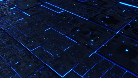 Circuit Pulse Glowing Digital Grid Loop Stock Footage 314273765