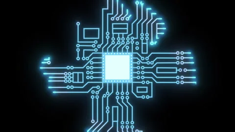 Circuit Pulses Explosion. Energy Spreading In Motherboard. Signals From Chip. Stock Footage 332662459