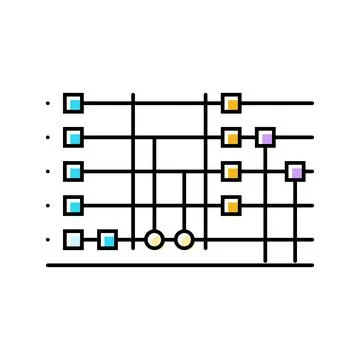 Circuit quantum technology color icon vector illustration Stock Illustration