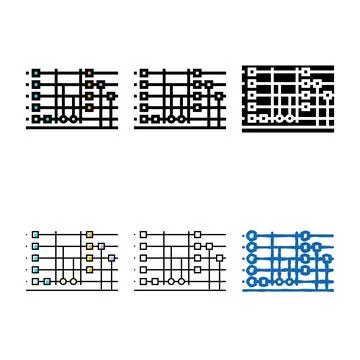 Circuit quantum technology color icon pack vector 스톡 일러스트
