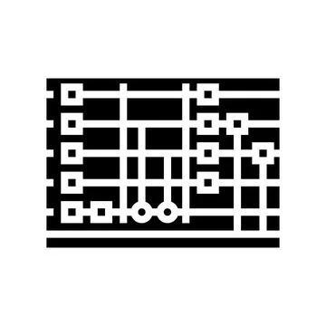 Circuit quantum technology glyph icon vector illustration Stock Illustration