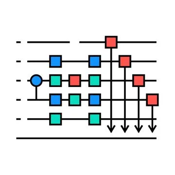 Circuit quantum technology icon color illustration Stock Illustration