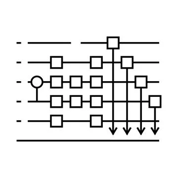 Circuit quantum technology line icon vector illustration Stock Illustration