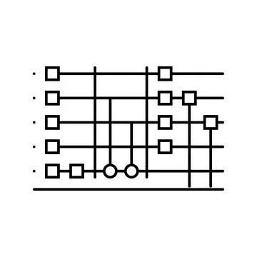 Circuit quantum technology line icon vector illustration Stock Illustration
