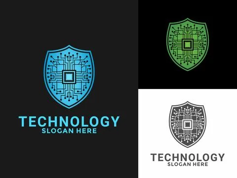 Circuit shield technology logo vector, Modern Tech Digital logo design Stock Illustration