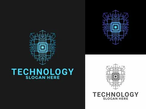 Circuit Shield technology logo vector, Modern Tech Digital logo design Stock Illustration