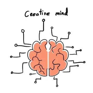 Circuit style with brain model イラスト素材