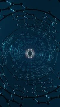 Circuit Symphony: An Illuminated Path Through the Neon Grid" Stock Illustration