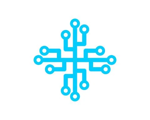 Circuit tech with cross shape logo Illustrazione stock