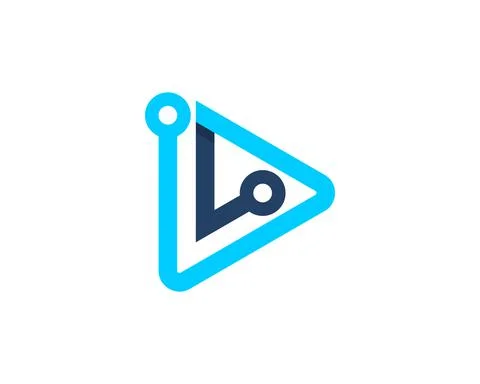 Circuit tech forming play button shape logo Illustrazione stock