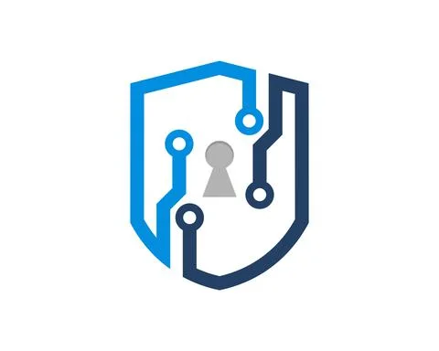 Circuit tech forming a shield logo Stock Illustration