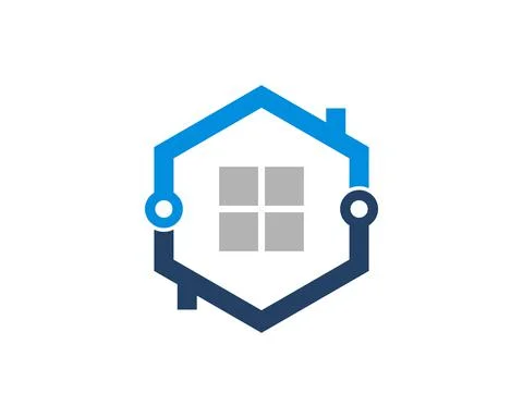 Circuit tech forming two house shape Ilustración de archivo