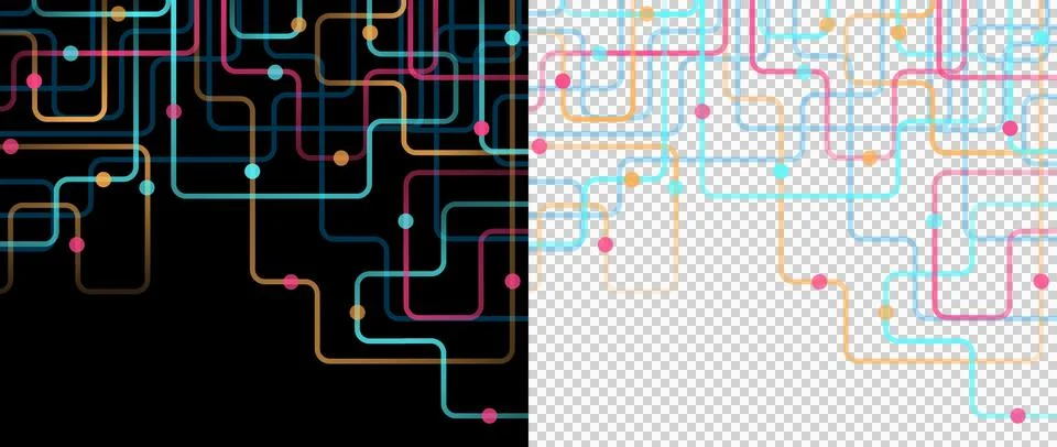 Circuit Technology Abstract Electronic Network Pattern with Colorful Interconnec Stock Illustration