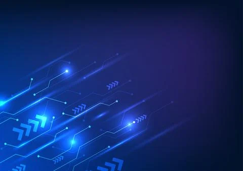 Circuit technology background with circuit lines interlaced with rising arr.. Stockillustratie