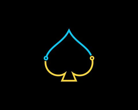Circuit technology connection forming spade shape logo Stock Illustration