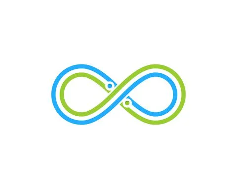 Circuit technology forming infinity shape logo Stock Illustration