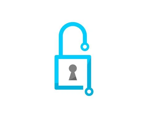 Circuit technology forming a padlock shape logo Stock Illustration