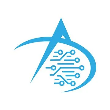 Circuit technology logo vector A letter finance icon design Stock Illustration