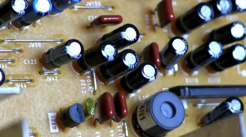 Circuit with through hole components Stock Footage 10587204