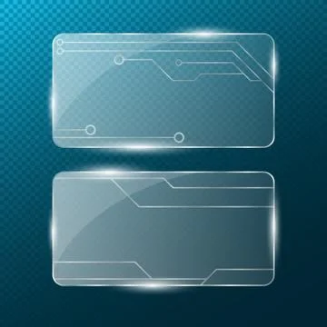 Circuit. Transparent rectangular glass on a light blue translucent backgrou.. Stock Illustration