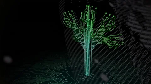 Circuit tree animation over electronic motherboard background Stock Footage 306721643