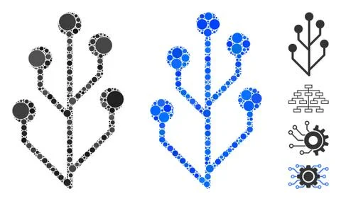 Circuit Tree Mosaic Icon of Circles イラスト素材