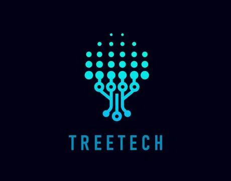 Circuit tree tech icon of technology plant or leaf Ilustração Stock