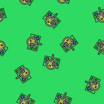 Circuit under magnifying glass vector seamless pattern 库存插图