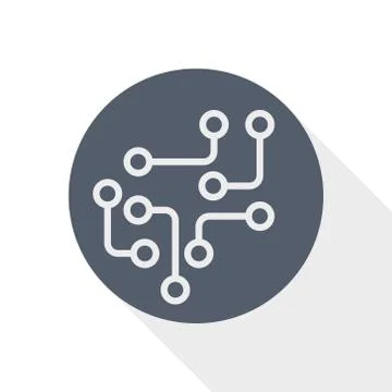 Circuit vector icon, technology, chip, processor concept flat design illustra 库存插图