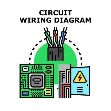 Circuit wiring diagram visualizing electrical engineering and technology Stock Illustration
