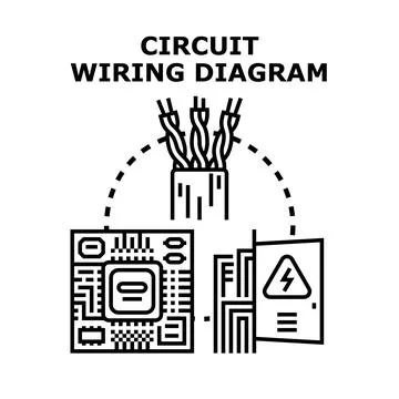 Circuit wiring diagram visualizing electrical engineering and technology 库存插图