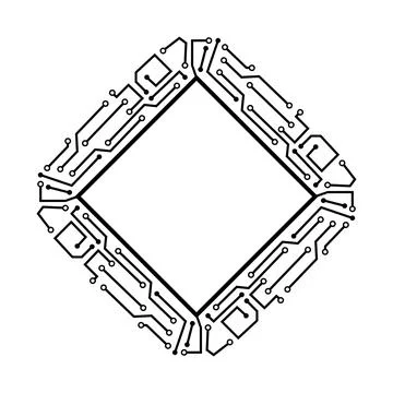 Circuitry microchip frame cartoon vector illustration Stock Illustration