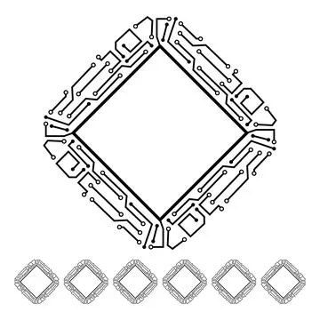 Circuitry microchip frame cartoon vector graphic Illustrazione stock