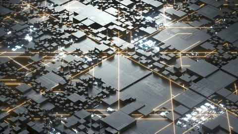 Circuits and cubes with dark background, 3d rendering. Stock Footage 159746508
