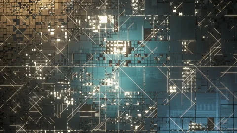 Circuits and cubes with dark background, 3d rendering. Stock Footage 159746800