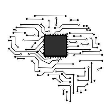 Circuits boards and processors in the human brain. vector illustration eps fi Illustrazione stock