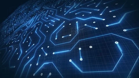Circuits flowing on a chip circuit board Video stock 316019249