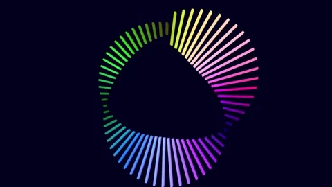 Circular 3D audio visualizer with glowing rainbow equalizer bars, music spe.. Stock Footage 342151212