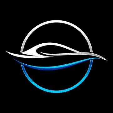 Circular Abstract Blue Car Shape Symbol Stock Illustration