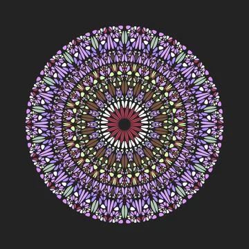 Circular abstract colorful gemstone pattern mandala art Stock Illustration