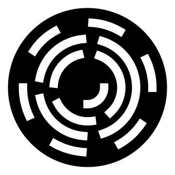 Circular abstract data spiral technology black and white Illustrazione stock