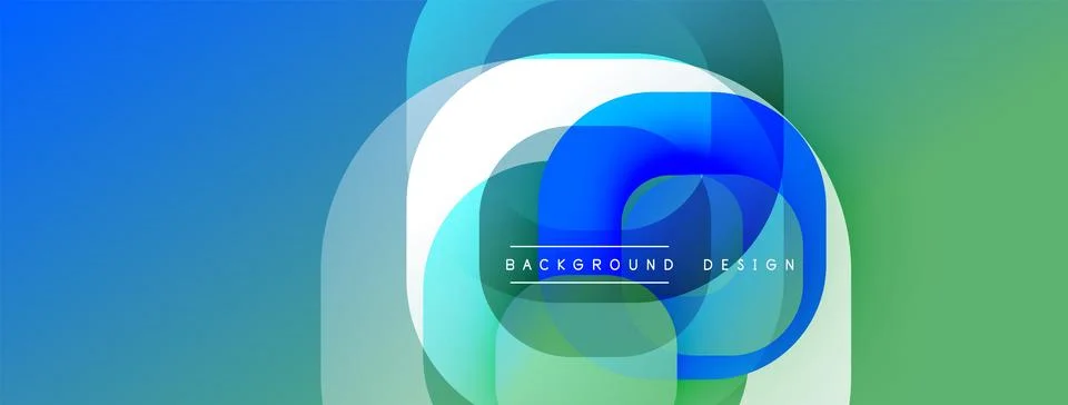 Circular abstract design with overlapping translucent circles and round shapes, Stock Illustration